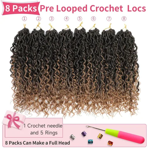Miniatura 36 de Alicoco Goddess Locs Cabello de Ganchillo 12 Pulgadas 8 Paquetes Rastas Sintéticas de Ganchillo Para Mujeres Rastas Suaves Boho Pre-enrolladas River