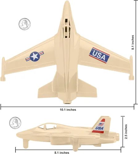 Miniatura 5 de TimMee Prop Plane & Fighter Jet - Desert Tan Plastic Army Men Aviones fabricados en Estados Unidos Bronceado del desi
