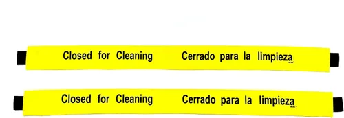 Miniatura 8 de Letrero de baño cerrado para limpieza con extremos magnéticos (paquete de 2) letreros de nailon para puerta de baño en inglés y español, 42 x 3.5