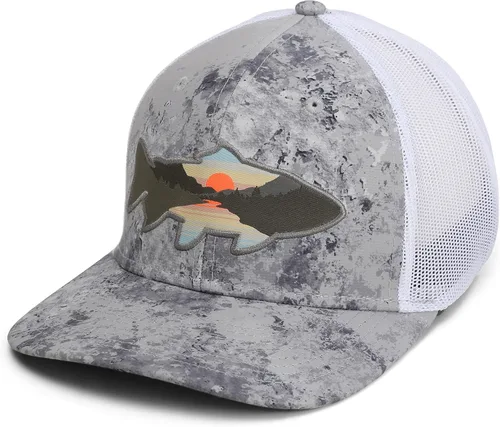 Miniatura 2 de Paramount Outdoors Sombrero de pesca de trucha al atardecer, diseño de silueta de pez de montaña, sombrero para exteriores con cómodo Snapback