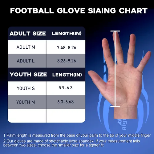 Miniatura 6 de Guantes de fútbol americano para niños de 8-12 años, guantes antideslizantes para receptor abierto juvenil, guantes de silicona de rendimiento