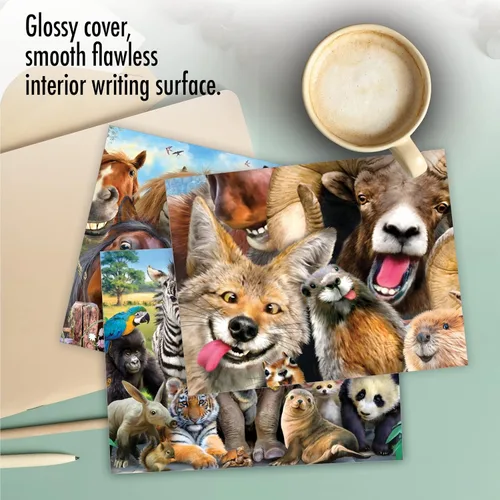 Miniatura 5 de The Best Card Company - 10 tarjetas de felicitación de agradecimiento de vida silvestre con sobres, papel de notas en caja de animales lindos - Aquí