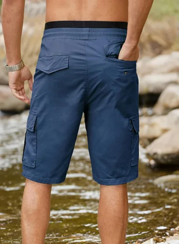 Miniatura 5 de JMIERR Pantalones cortos de sarga para hombre con cordón de algodón clásico elástico con 6 bolsillos