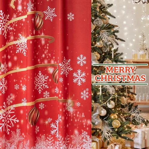 Miniatura 5 de MikiUp Cortinas de Navidad con copos de nieve para dormitorio, cortinas de Navidad degradadas de 63 pulgadas de largo, para oscurecer la habitación
