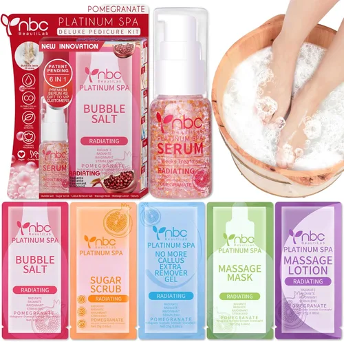 Miniatura 23 de Juego de spa de pedicura para pies, kit de pedicura para el hogar con sal de baño, loción hidratante de crema exfoliante para pies, cuidado de pies