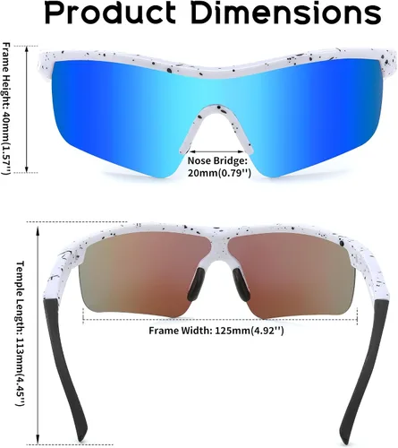 Miniatura 7 de FEISEDY Gafas de sol polarizadas de béisbol para niños y adolescentes, marco TR90 para niños y niñas, ciclismo B2454