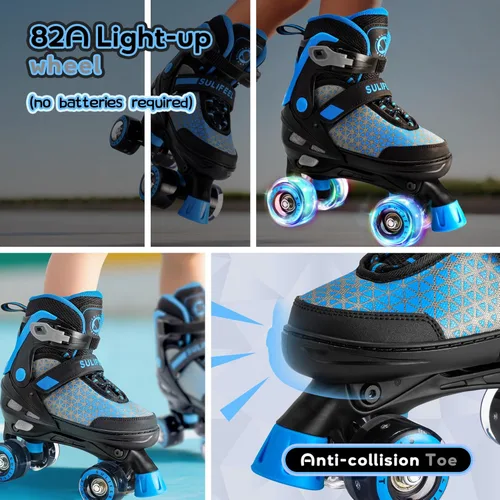Miniatura 4 de SULIFEEL Patines para niñas y niños, 4 tallas ajustables con ruedas iluminadas, patines seguros y divertidos para niños, mejor regalo