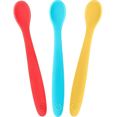 Miniatura 7 de WeeSprout Cucharas de silicona para bebé, utensilios de alimentación infantil de primera etapa con punta suave, utensilios de cocina flexibles