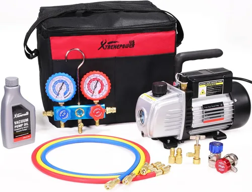 Miniatura 10 de Aire bomba de aspiradora Xtremepowerus HVAC – A/C refrigeración kit colector ac gauge set