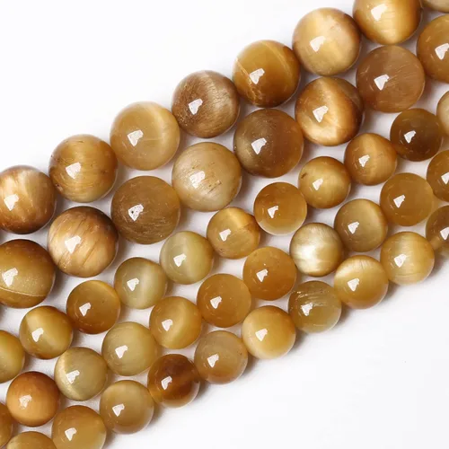 Miniatura 2 de 38 cuentas de ojo de tigre dorado con piedras preciosas naturales de 0.394 pulgadas, cuentas sueltas y espaciadoras redondas para hacer joyas