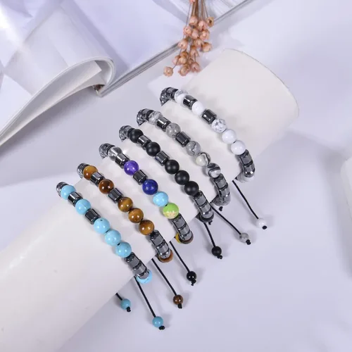 Miniatura 9 de Brazalete GelConnie de piedras de lava, 7 chakras, 0.32 pulgadas, piedra natural, para curación, alivio del estrés, yoga, ansiedad, aromaterapia