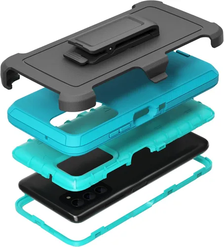 Miniatura 8 de Funda compatible con Samsung Galaxy A03s, con clip para cinturón, resistente, a prueba de golpes, protección de cuerpo completo para teléfono Negro