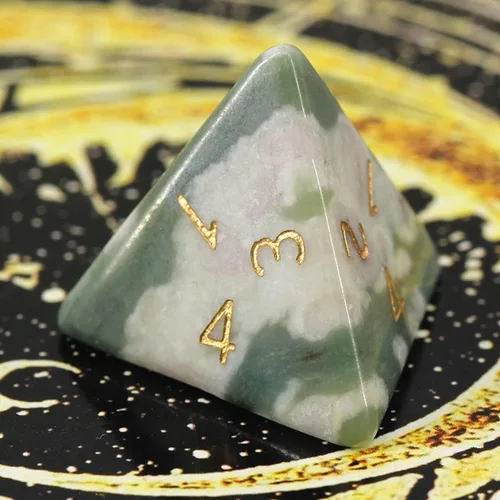 Miniatura 7 de Dados poliédricos DND de piedras preciosas de jade auspicioso natural, dados de juego de rol para juegos de mesa TRPG juegos de mazmorras y dragones
