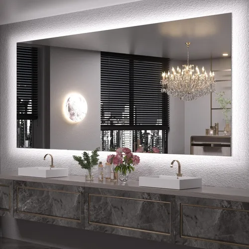 Miniatura 11 de Keonjinn Espejo de baño LED de 24 x 32 pulgadas con retroiluminación, antiniebla, CRI90+ HD regulable sin escalones, alto lumen, montaje en pared
