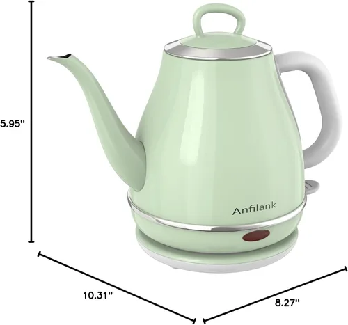 Miniatura 10 de Anfilank - Hervidor eléctrico de cuello de cisne, 1 L 1500W de hervido rápido, hervidor de café y té de acero inoxidable 100% libre de BPA