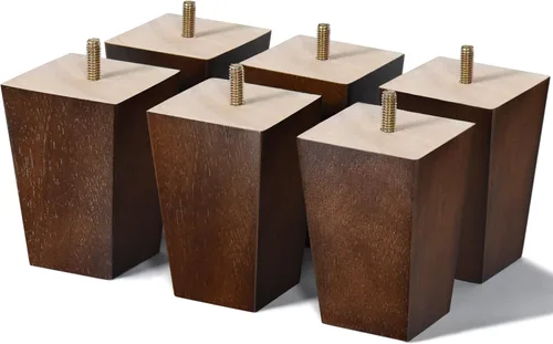 Miniatura 18 de Patas de madera para muebles de 8 pulgadas, juego de 4 patas cuadradas de repuesto, color marrón, para sillón otomano, sillón reclinable, mesa