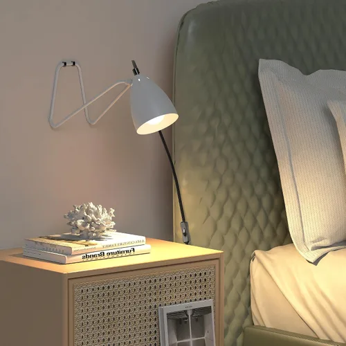 Miniatura 9 de PARTPHONER Juego de 2 lámparas de mesa pequeñas giratorias de 350°, modernas lámparas de noche de lectura blancas, adecuadas para estudio