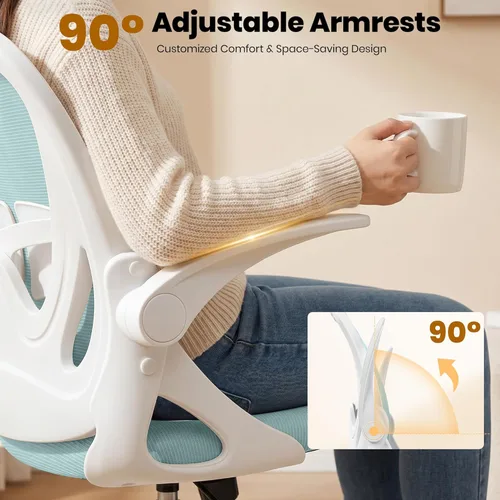 Miniatura 9 de Primy Silla de Dibujo Silla Alta de Oficina con Reposabrazos Abatibles Silla Ejecutiva Ergonómica de Computadora para Escritorio de Pie con Soporte