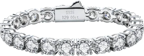 Miniatura 17 de AnuClub 11.1CT-32CT Moissanite Tennis Bracelet 925 Sterling Silver Round Cut 4MM/6.5MM D Color VVS1 Moissanites Classic Bracelets for Women Men