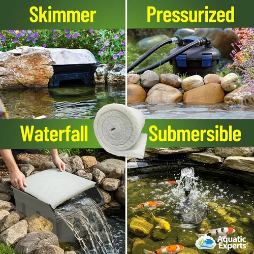Miniatura 4 de Aquatic Experts Almohadilla de filtro clásica para estanque Koi FINE – Filtro de estanque en rollo blanco a granel, filtros de estanque ultra