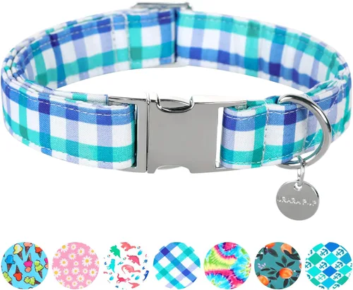 Miniatura 6 de Collar de perro de algodón de dinosaurio con hebilla de metal, collar de regalo para niñas o niños pequeños, medianos y grandes, lindos collares