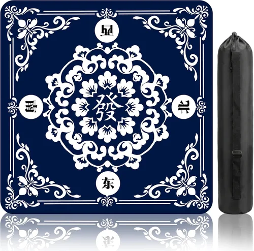 Miniatura 13 de Tapete de Mahjong rojo para mesa, tapete de mesa Mahjong de 31 x 31 pulgadas, antideslizante, reducción de ruido, con bolsa de transporte, cubierta