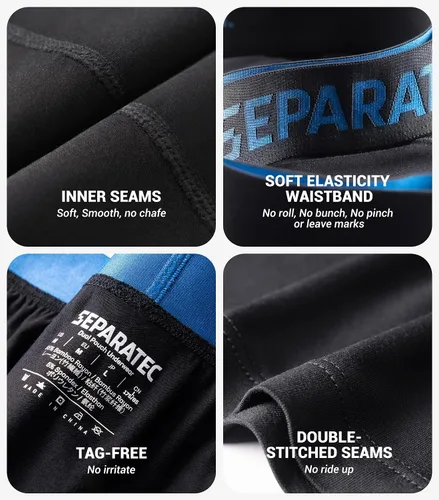 Miniatura 6 de Separatec Calzoncillos tipo bóxer de rayón de bambú para hombre, transpirables y suaves, con diseño de bolsa de malla, paquete de 7