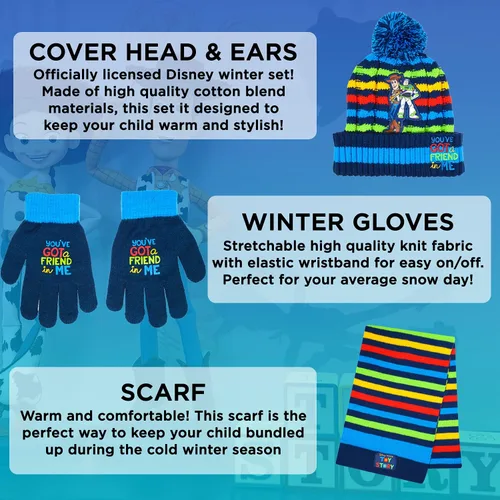 Miniatura 2 de Toy Story - Bufanda de invierno y guantes de nieve para niños y niñas juego de 3 piezas lindo y cálido para exteriores incluye caja de regalo