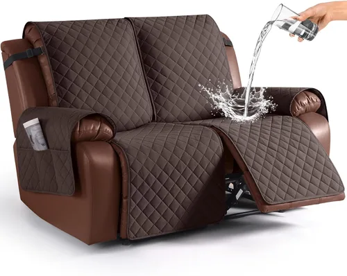 Miniatura 33 de KinCam Funda impermeable para sofá biplaza reclinable, fundas antideslizantes para sofá reclinable de 2 asientos, funda de sofá reclinable
