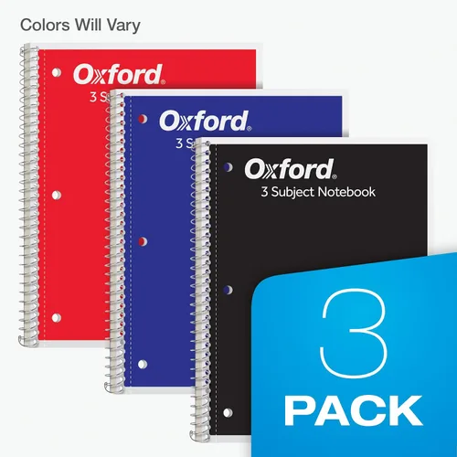 Miniatura 6 de Cuadernos en espiral Oxford, paquete de 3, 3 materias, cuadernos rayados universitarios para la escuela, 8 x 10.5 pulgadas, 120 hojas, 2 divisores