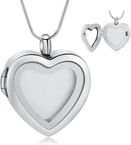 Miniatura 82 de constantlife Joyería de cremación para cenizas – Colgante de corazón conmemorativo collar de urna conmemorativa soporte para cenizas de acero