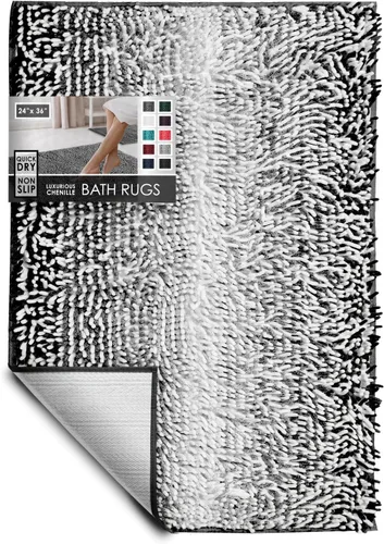 Miniatura 42 de Hearth & Harbor Alfombras de baño, tapete de baño de chenilla - Alfombras de baño lavables a máquina para baño con respaldo antideslizante de goma