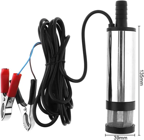 Miniatura 2 de Bomba sumergible eléctrica de diesel, 12V 3.8cm plateada portátil de aleación de aluminio bomba eléctrica sumergible para coche, bomba de barril