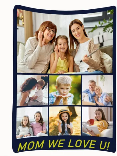 Miniatura 34 de Manta personalizada para parejas con collage de fotos, manta personalizada para parejas, súper suave y acogedora para regalos del día de San