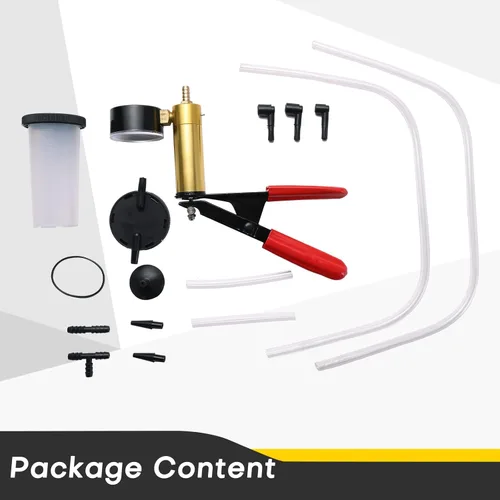 Miniatura 2 de Kit de purga de frenos con bomba de vacío de mano Sistema de purga de frenos y embrague de 16 piezas con adaptadores de indicador, juego de purga