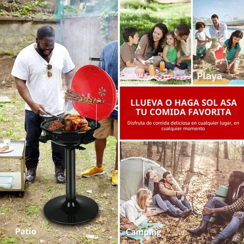 Miniatura 6 de Techwood - Parrilla eléctrica para barbacoa de 15 porciones para interiores y exteriores, diseño de doble capa, parrilla portátil extraíble de 1600W