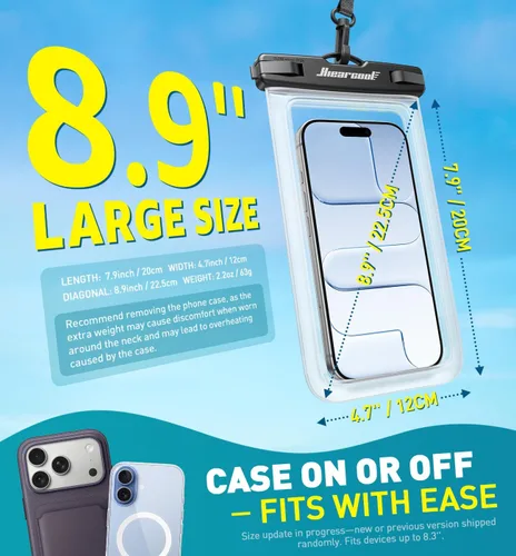 Miniatura 3 de Hiearcool Bolsa impermeable para teléfono, funda impermeable para teléfono con cordón cruzado compatible con iPhone 17, 16, 15, 14, 13 Pro Max de 2
