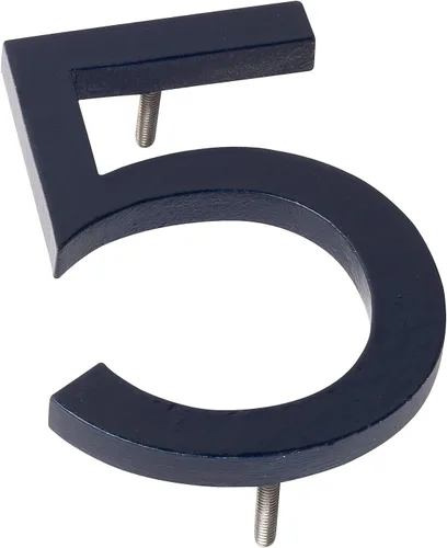 Miniatura 4 de Montague Metal Products MHN-08-F-NY1-2 Números flotantes modernos de aluminio cepillado sólido, 8 pulgadas, azul marino con recubrimiento en polvo