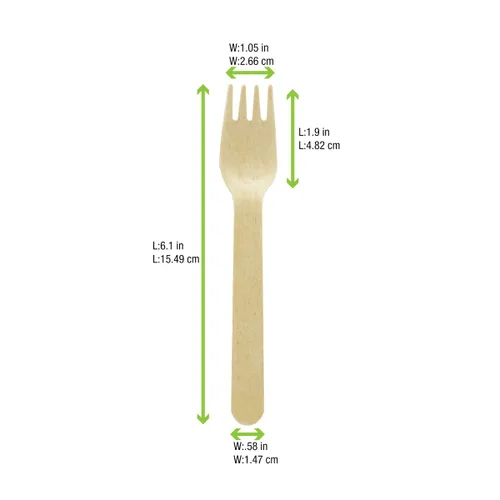 Miniatura 3 de PacknWood 210CVB1 Cubiertos de Madera - Tenedor - 6.2" - 2000 por caja