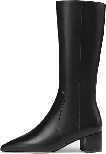 Miniatura 2 de WAYDERNS Botas altas hasta la rodilla de tacón bajo con cremallera mate para mujer, 2 pulgadas