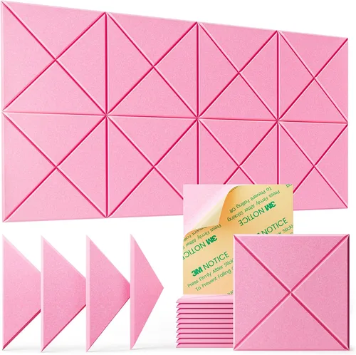 Miniatura 25 de Paquete de 22 paneles acústicos autoadhesivos, 12"X 12"X 0.4" paneles de espuma insonorizante, paneles de pared insonorizados de alta densidad