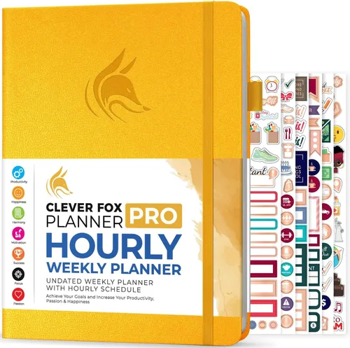 Miniatura 19 de Clever Fox Agenda PRO - Agenda semanal y mensual sin fecha con ranuras de tiempo, libro de citas y organizador diario, A4 (gris)