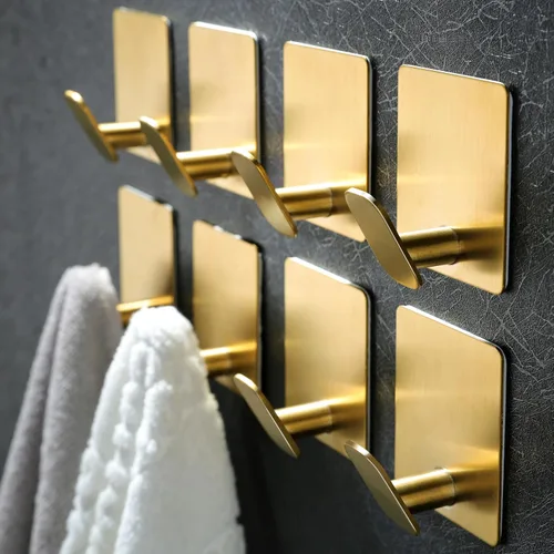 Miniatura 9 de DELITON Paquete de 4 ganchos adhesivos para toallas - Blancos, ganchos autoadhesivos resistentes para pegar en la pared, para colgar batas, abrigos