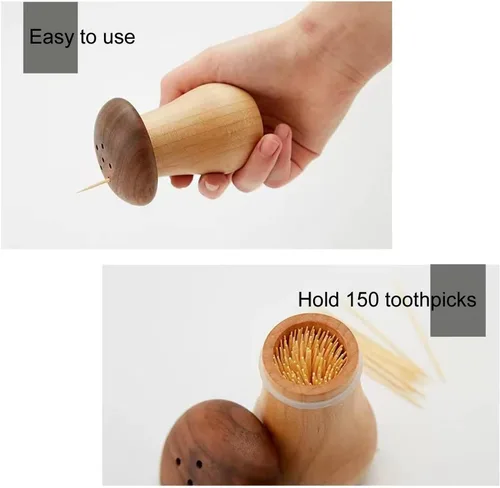 Miniatura 4 de Soporte para palillos de dientes, lindo dispensador de palillos de dientes, contenedor de madera para cocina, hogar, restaurante, comedor