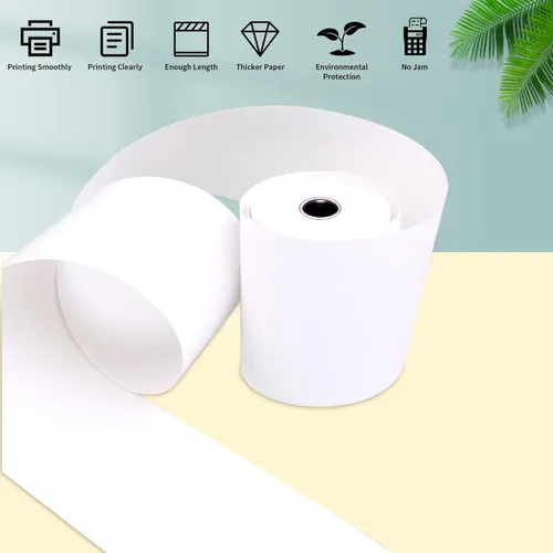 Miniatura 3 de Jayard Rollos de papel térmico de 2-1/4 pulgadas x 85 pies para tarjetas de crédito, rollos de papel térmico de 2.25 x 85 pies, rollos de caja