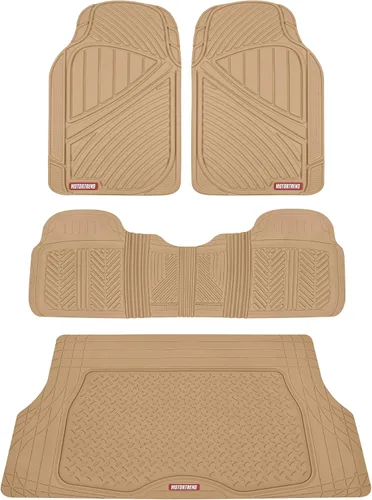 Motor Trend FlexTough Performance - Alfombrillas de goma para todo tipo de clima con forro de carga, juego completo de alfombrillas delanteras y
