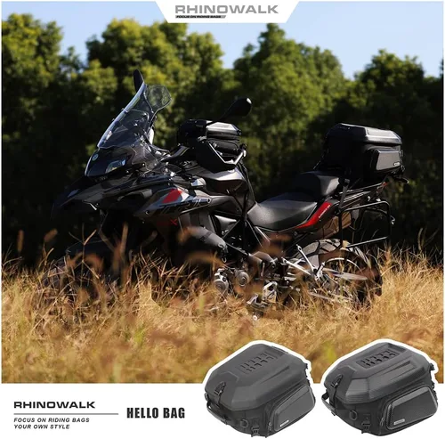 Miniatura 5 de Rhinowalk Bolsa Trasera para Motocicleta, Expandible de Cáscara Dura, Equipaje de Viaje de 12-18 L, Resistente al Agua, para Todo Tipo