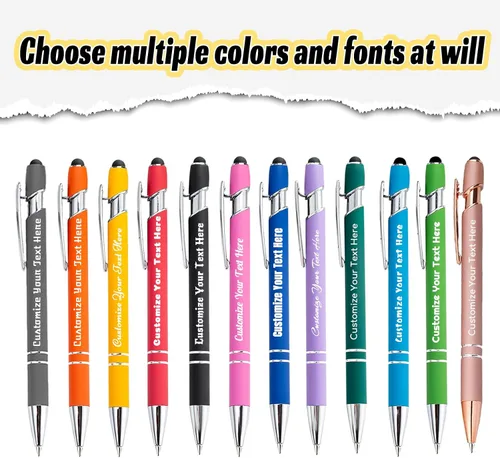 Miniatura 2 de Bolígrafos personalizados, bolígrafo grabado personalizado con punta de lápiz capacitivo, bolígrafo de tinta retráctil personalizado para escritura
