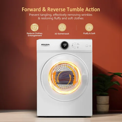 Miniatura 5 de ROVSUN Secadora de ropa portátil de 1.8 pies cúbicos, secadora eléctrica de carga frontal de alta gama de 1020 W, secadora de ropa compacta