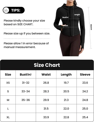Miniatura 6 de QUEENIEKE Chaqueta de entrenamiento para mujer, con cremallera completa, sudadera con capucha para correr, ajustada, para yoga, recortada